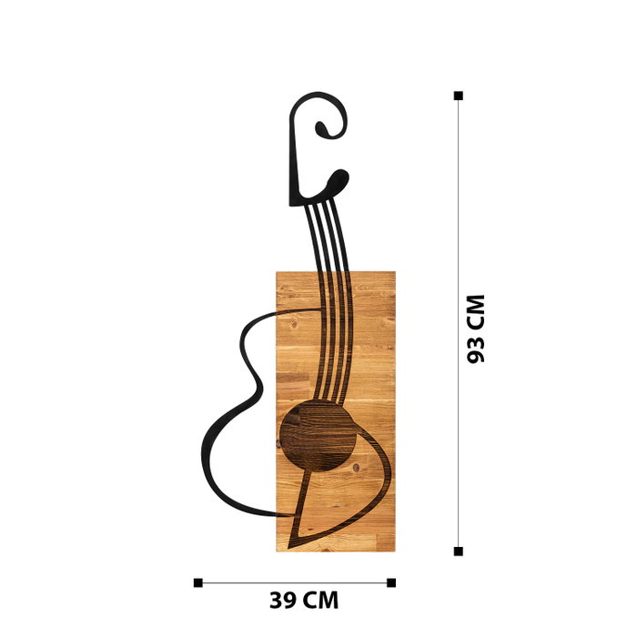 Wallity Gitar Escultura de pared Negro y Nogal